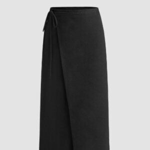 CIDER USA Denim Mid Rise Solid Knotted Maxi Skirt